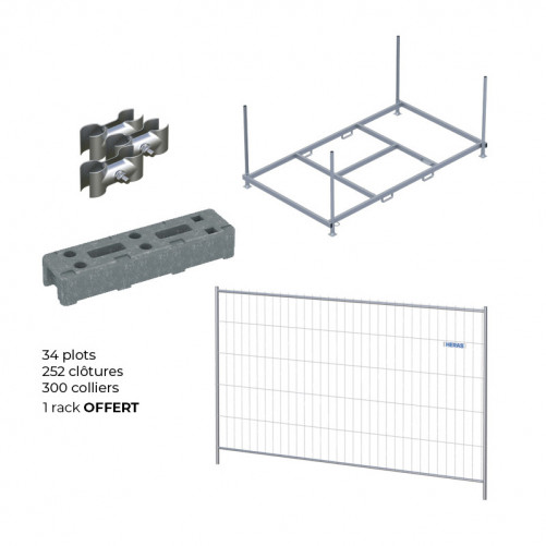 Pack balisage chantier - Clôtures, plots, colliers, rack
